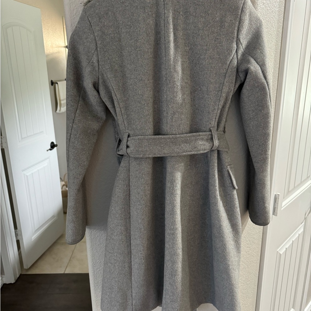 Grey Rabbit Wool Trench Coat - Picture 3 of 4